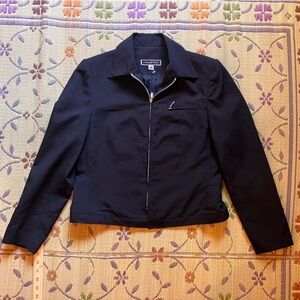 Luxe Halston Black Label Full Zip Black Spread Collar Jacket -Women’s Size 10